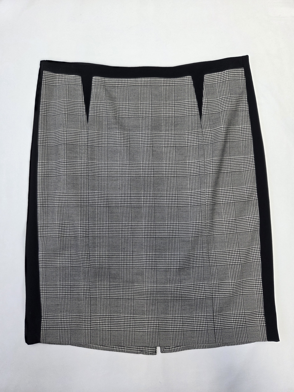 The Limited Black and Gray Plaid Pencil Skirt with Side Panels